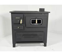 Estufa de leña con TAPA de hierro fundido Prity, Quemador en la parte superior para cocinar al horno, Potencia de calefacción 13kW