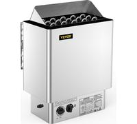 Estufa eléctrica para sauna de 9 kW, compatible con voltajes de 380-415 V, para uso en ambientes húmedos y secos, con unidad de control integrada y fabricada en acero inoxidable