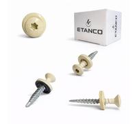 ETANCO GTF P - Tornillos autoperforantes para chapa trapezoidal y chapa de tejado, 4,8 x 35 mm, con arandela EPDM, accionamiento TX RAL 1015, marfil claro, 250 unidades