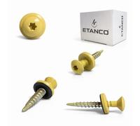 ETANCO GTF P - Tornillos autoperforantes para chapa trapezoidal y chapa de tejado, 4,8 x 35 mm, con arandela de sellado EPDM, accionamiento TX, RAL 1002 amarillo arena, 250 unidades