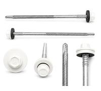 ETANCO GTR 12 SP A19 - Tornillo de doble rosca autoperforante para paneles sándwich sobre acero RAL 9010, blanco puro, arandela de sellado EPDM ETA CE SW8 (5,5/6,3 x 140 mm)