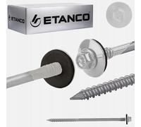 Etanco Tornillos para paneles sándwich para madera y hormigón, galvanizados, RAL 9010, blanco puro, 6,4 x 160 mm, con arandela de sellado de cabeza hexagonal homologada ETA