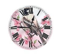 Ethebre Reloj de pared redondo con diseño de ramas de cerezo, silencioso, sin tictac, decorativo, funciona con pilas, con soporte, para sala de estar, dormitorio, cocina, oficina, decoración del hogar