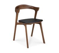 Ethnicraft Silla de comedor Bok Brown teak-cuero negro