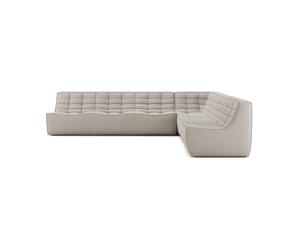 Ethnicraft Sofá esquinero modular N701 de esquina recta. tela Beige. 301x231 cm