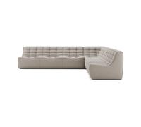Ethnicraft Sofá esquinero modular N701 de esquina recta. tela Ecru Beige. 301x231 cm