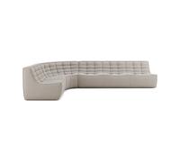 Ethnicraft Sofá esquinero modular N701 esquina redondeada. tela Ecru Beige. 301x171 cm
