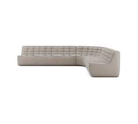 Ethnicraft Sofá esquinero modular N701 esquina redondeada. tela Ecru beige. 330x260 cm