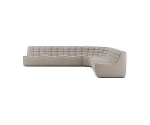 Ethnicraft Sofá esquinero modular N701 esquina redondeada. tela Ecru beige. 330x260 cm
