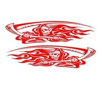 Etiqueta Engomada Del Coche Calaveras Raya Llama Vinilo Calcomanía Puerta Cuerpo Convertido Palo Pegatinas Carrocería(Red)