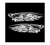 Etiqueta Engomada Del Coche Calaveras Raya Llama Vinilo Calcomanía Puerta Cuerpo Convertido Palo Pegatinas Carrocería(White)