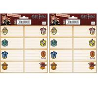 Etiquetas adhesivas Harry Potter escudos - Pegatinas libro nombres/Pack etiquetas escolares - Papeleria Harry Potter - Vuelta al cole material escolar - Producto con licencia oficial (Paquete de 2)