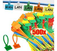 Etiquetas de Cable de 500-100 Uds., etiquetas de brida de nailon para gestión de cables, marcadores de bridas impermeables coloridos, etiqueta con cremallera autoblocante White