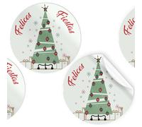 Etiquetas regalo adh. rollo 250 uds. redondas ø 40 navidad felices