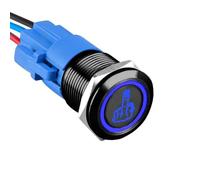 ETOPARS Negro Concha 19mm Interruptor de Botón Impermeable 12V 5A Interruptor de Palanca Coche Metal Interruptor Basculante ON Off Enchufe Cable Azul Luz Trasera