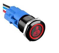 ETOPARS Negro Concha 19mm Interruptor de Botón Impermeable 12V 5A Interruptor de Palanca Coche Metal Interruptor Basculante ON Off Enchufe Cable Rojo Luz Trasera
