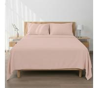 Etrexonline Conjunto de Sábanas 4 Piezas Cama 180 cm - Microfibra Ultra Suave Incluye 1 Bajera 180x200+30 cm, 1 Encimera 250x270 cm, y 2 Fundas de Almohadas 50x80 cm - Color Rosa Claro