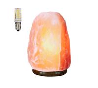 Etrexonline Lámpara de Sal del Himalaya Auténtica 100% Natural y Hecha a Mano, con Base de Madera, Incluye una Bombilla LED y una Tradicional - Perfecta para Hogares y Oficinas (5-7 KG)