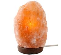 Etrexonline Lámpara de Sal del Himalaya con Base de Madera 100% Natural Hecha a Mano Cable y Bombilla Incluida (1,5-2kg)