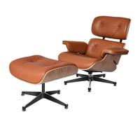 EU Stock TY305 Classic Recliner Light Walnut Armchair With Light Brown Cowhide Black Big Head Foot Swivel Lounge Chair Furniture Office Lunch Break Chair Living Room Comfort Lounge Chair Genuine Top L