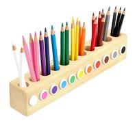 EUBSWA Portalápices de madera, 41 x 5 x 7 cm, caja para lápices de madera con 11 compartimentos, organizador de lápices de colores, soporte para lápices de colores de Montessori, soporte para lápices