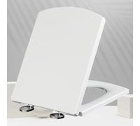 EudoER Asiento de Inodoro Cuadrado Blanco | Cierre Amortiguado Silencioso | Antibacteriano Resistente | Bisagras Ajustables Acero Inoxidable | 37×47cm