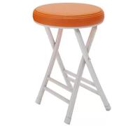 EudoER Taburete Plegable Acolchado de Cuero Negro Minimalista, Capacidad de 330 Libras, 20 Pulgadas de Altura, Redondo, Taburete de Cocina y Comedor (Naranja)