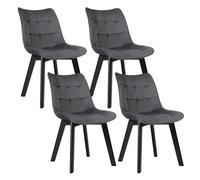 EUGAD 4 x Sillas de Comedor Diseño Vintage Sillas Nórdicas Terciopelo Gris Silla Tapizada con Patas Maderas Silla de Cocina Salón Dormitorio Conferencia 0654BY-4