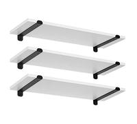 EUGAD Estantería de Pared, Juego de 3 Baldas Flotantes, Estante de Exhibición Colgante para Salón, Cocina, Habitación, Pasillo, 60x20x7 cm, Carga MAX. 15 kg/Estante, MDF, Blanco