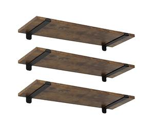 EUGAD Estantería de Pared, Juego de 3 Baldas Flotantes, Estante de Exhibición Colgante para Salón, Cocina, Habitación, Pasillo, 60x20x7 cm, Carga MAX. 15 kg/Estante, MDF, Marrón Rústico