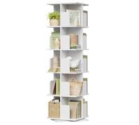 EUGAD Estantería Giratoria para Libros, 5 Niveles, Blanco | Alta de Pie, Madera, para Estudio y Biblioteca