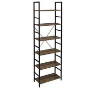 EUGAD Estantería Independiente con Escalera Librería Multifuncional Diseño Industrial con 6 Estantes MDF+Metal 60x28x180cm Vintage 0011ZWJ