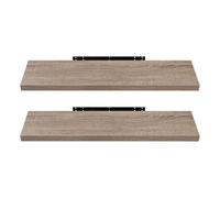EUGAD Juego de 2 Estante Flotante de Pared Retro Estantería de Pared Madera Colgar Libro CD para Salon Dormitorio 120cm, Veteado de Madera Color Café Claro, 0120QJ-2