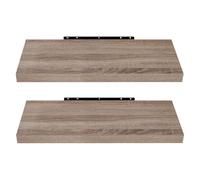 EUGAD Juego de 2 Estante Flotante de Pared Retro Estantería de Pared Madera Colgar Libro CD para Salon Dormitorio 50cm,Veteado de Madera Color Café Claro, 0115QJ-2