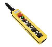 Eujgoov Interruptor de Botón de Polipasto de Grúa, Controlador Colgante de Plástico ABS con Parada de Emergencia, Clasificación IP54 de 5 A, 500 V, Control de Polipasto con una Mano para Operación