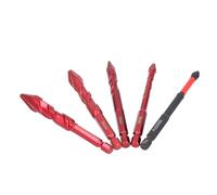 Eujgoov Juego de Brocas Excéntricas, 4 Uds., Brocas de Cabeza Oblicua de Vástago Hexagonal, 6, 8, 10, 12mm con Broca PH2 para Baldosas de Hormigón, Piedra, Madera y Acero
