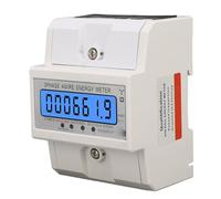 Eujgoov Medidor de Energía KWh Digital Trifásico 4 Hilos DIN Rail LCD | Trifásico 4 Hilos, Montaje en Riel DIN, Carcasa de ABS, Retroiluminación LCD, 10 a 100A, 3x127 220VAC, Uso en Hogar y