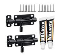 EULAPGOE Pestillo de Seguridad 2 Unidades Cerradura Deslizante de Acero Inoxidable Negro Resistente para Puertas Interiores y Exteriores de 10 cm Ideal para baño, Dormitorio, Garaje y Vallas