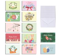 EULAPGOE Tarjetas de Felicitación de Pascua Set con Sobres y Pegatinas - Set de Tarjetas Felicitación para Boda, Comunión, Profesor y Regalos Personalizados con Piruletas y Cartas Perfumadas