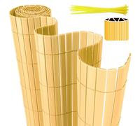 Eulenke Estera de Privacidad de PVC, 90 x 500 cm Cañizo PVC con Bridas, Listones Reforzados con Estructura Interior en W, Cañizo Jardin Ocultacion para balcón, Bambú