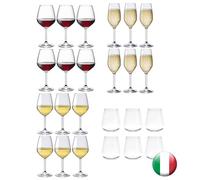 EUPOSIA - Servicio para 6 personas, 24 piezas, juego completo, copas de vino blanco 44 opas de vino tinto 53 opas de vino tinto de 53 opas de champán de 24 cl., vasos de agua 35 cl.