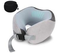 Euqvunn Almohada de Viaje para Aviones, Almohada de Cuello de Espuma de Memoria de Viaje, Almohada de Vuelo de Seda de Hielo Suave y Compacta para Adultos, con Bolsa de Almacenamiento(Gris)