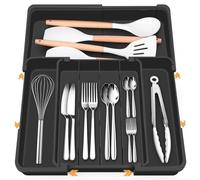 Euqvunn Cuberteros para Cajon Cocina Multidireccional Expandible, Organizador Cubiertos con 4-7 Compartimentos, Ideal para Almacenar Utensilios y Herramientas de Cocina en el Cajón