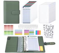 Euqvunn Libreta de Ahorro, Libreta Ahorro Dinero A6 con Sobres para Efectivo, Cierres Ajustables Carpeta de Ahorro de Dinero, Budget Planner para Organizador de Dinero, Agenda Ahorro A6 - Verde Oliva