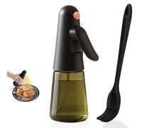 Euqvunn Pulverizador Aceite Spray para Cocina 200ml - Botella de Vidrio Bloqueadora de Luz, Diseño Anti-Fugas 360°, Dispensador de Aceite para Freidoras de Aire, con Pincel para Aceite (Negro)