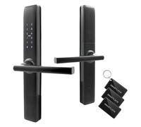 EURA ELH-71H4 Cerradura de puerta inteligente delgada con manija Cerradura combinada de 13,56 MHz Lector de proximidad IP65 Espaciado universal entre pernos más negro