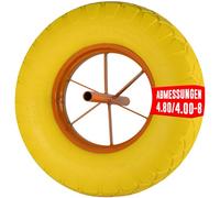 EURO VANADIUM - Rueda para Carretilla Antipinchazos Ø390 x 80 mm, 4.80 4.00-8, Eje exterior 20 mm, interior 17 mm - Rueda Maciza de Caucho