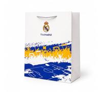 EuroFiestas, Bolsa de Papel para Regalo Real Madrid, Bolsa del Real Madrid muy Resistente con Asa de Cuerda Elegante, Ideal para Regalar a los mas Aficionados, 1 Ud (Aficion, 26x12x32)