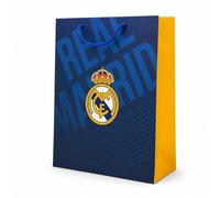 EuroFiestas, Bolsa de Papel para Regalo Real Madrid, Bolsa del Real Madrid muy Resistente con Asa de Cuerda Elegante, Ideal para Regalar a los mas Aficionados, 1 Ud (Escudo, 30x12x40)