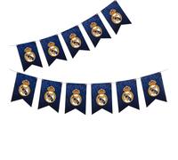 EuroFiestas, Guirnalda Cumpleaños Infantil Real Madrid, Decoracion Cumpleaños Real Madrid, Decoracion Temática Oficial para Fiestas, Meriendas y Comuniones, 1 Ud (Escudo)